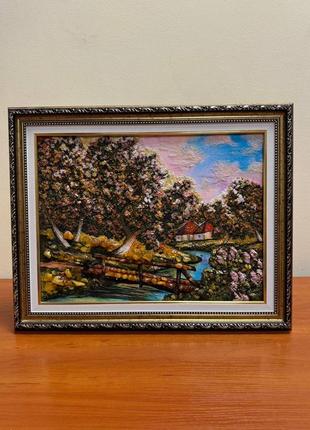 Картина из янтаря «цветущий лес»