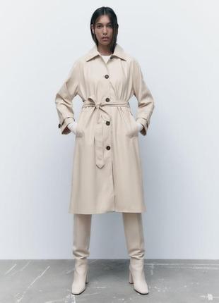Zara тренч из эко-кожи zara плащ пальто тренч хит