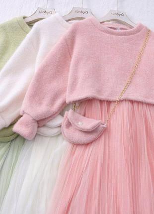 Комплект трійка: сукня, светр та сумочка❣️