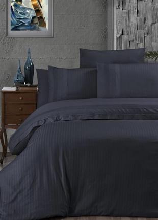 🇹🇷 комплект постельного белья премиального качества евро размер туречня темно синего цвета2 фото