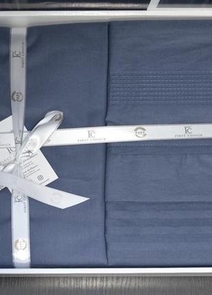 🇹🇷 комплект постельного белья премиального качества евро размер туречня темно синего цвета3 фото
