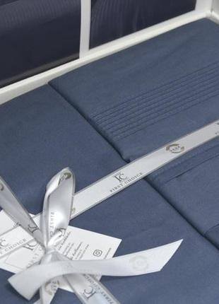 🇹🇷 комплект постельного белья премиального качества евро размер туречня темно синего цвета4 фото