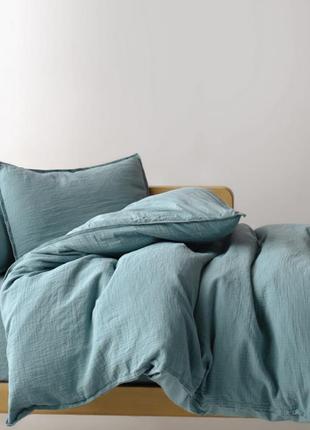 🇹🇷 комплект детского постельного белья из муслин 100*150 премиального качества туречева цвет голубой2 фото