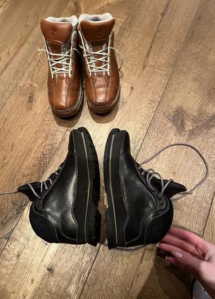 Кроссовки ботинки сапоги timberland оригинал кожаные рыжие коричневые черные на шнуровке грубая подошва резиновая ботинки туристические женские6 фото
