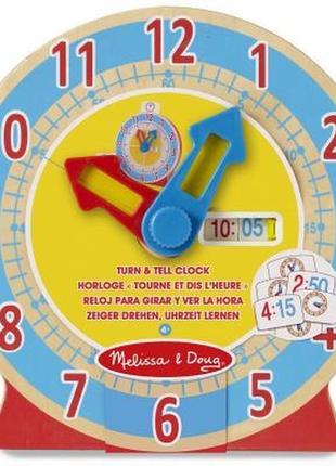 Розвивальна іграшка melissa&doug дерев'яний розумний годинник (md14284)1 фото