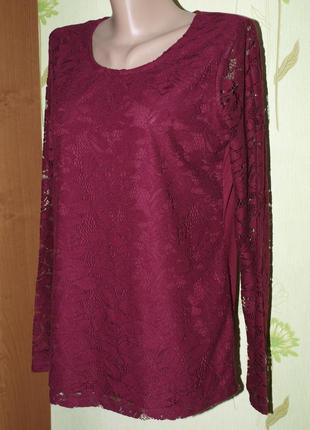Кружевная кофточка, реглан,трикотажная блуза-m-l от laura torelli.-идеал3 фото