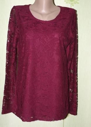 Мереживна кофточка, реглан,трикотажна блуза-m-l від laura torelli.-ідеал