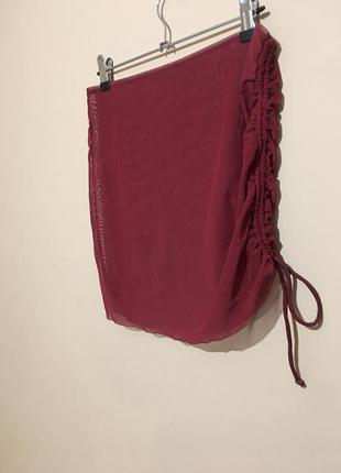 Юбка сеточка shein mesh ruched cover up skirt - m-l2 фото