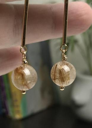 Сучасні сережки з люксового рутилового кварцу ( волосатик)