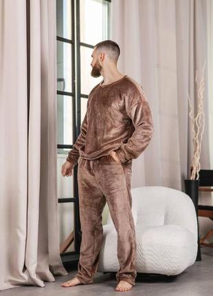 Черная мужская плюшевая пижама 46-48, 50-52, 54-56 размер3 фото