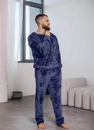 Черная мужская плюшевая пижама 46-48, 50-52, 54-56 размер2 фото