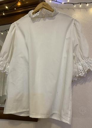 Белая блуза с прошвой большого размера angelika moden2 фото