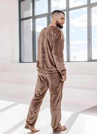 Бежевая мужская плюшевая пижама 46-48, 50-52, 54-56 размер5 фото