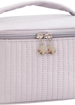 Жіноча косметичка сумка органайзер для макіяжу для подорожей коричневий колір6 фото