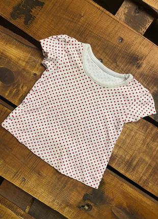 Детская хлопковая футболка в горох george (джордж 0-3 мес 50-62 см идеал оригинал красно-белая)