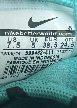 Кроссовки nike, стелька 24.5 см, размер 38.5, на левом есть небольшие пятна на носке, внутри на пятк5 фото