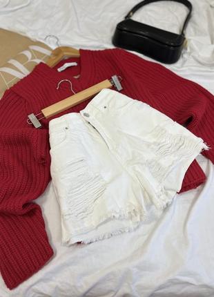 Белые джинсовые шорты new look1 фото