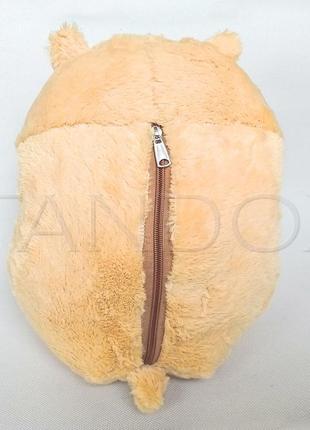 Мягкая игрушка с пледом хомяк (игрушка+подушка+плед) 35 см карамельный видео6 фото