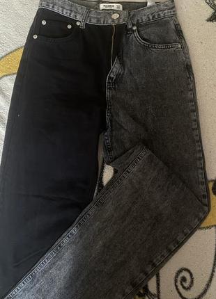 Шикарные джинсы pull&bear прямые двухцветные 🖤🩶3 фото