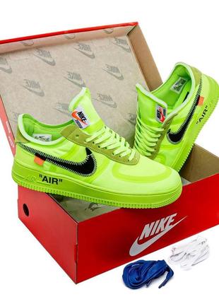 Мужские кроссовки nike air force x off white 1 low green9 фото