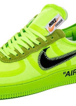 Мужские кроссовки nike air force x off white 1 low green7 фото