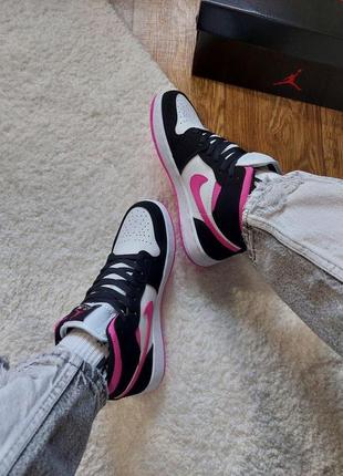 Женские кроссовки  nike air jordan 1 retro magenta black pink6 фото