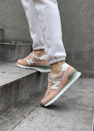 Жіночі кросівки new balance 574 pink grey