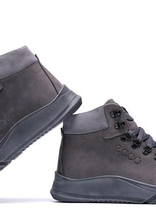 Чоловічі зимові шкіряні черевики yurgen grey style4 фото