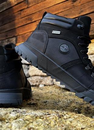 Спортивные кожаные ботинки на меху timberland waterproof trail hiking