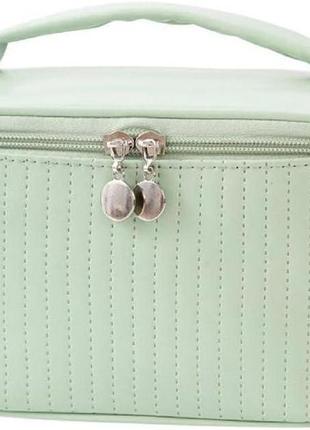 Жіноча косметичка сумка органайзер для макіяжу для подорожей бежевий колір5 фото