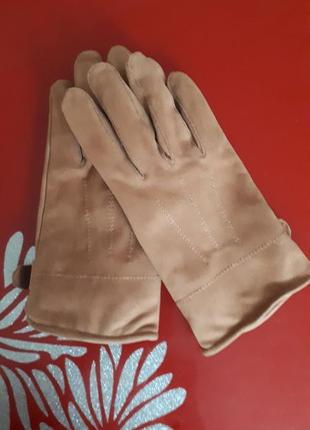 Мужские замшевые перчатки, перчатки утепленные.