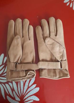 Мужские замшевые перчатки, перчатки утепленные.3 фото