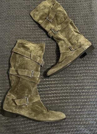 Замшевые сапоги ботинки bagatt р.41 цвет оливка1 фото