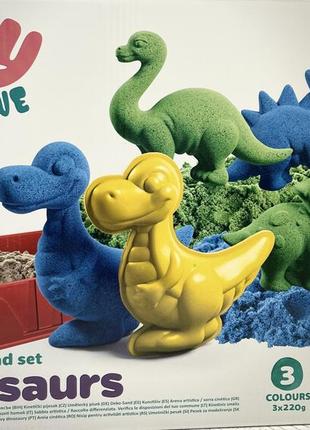 Ігровий дитячий набір кінетичний пісок динозаври1 фото