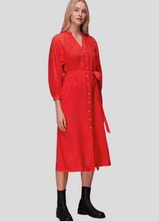 Червоне плаття-сорочка міді з кишенями whistles1 фото