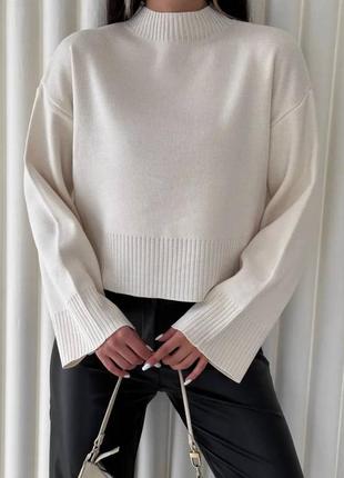 3 цвета! классический базовый свитер со спущенной линией плеча, кофта, белый, бежевый, черный
