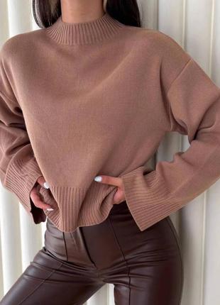 3 цвета! классический базовый свитер со спущенной линией плеча, кофта, белый, бежевый, черный3 фото