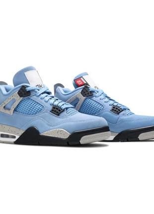 Кроссовки мужские, женские nike air jordan 4 retro university blue голубые (найк аир джордан)