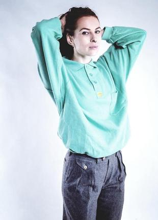 Винтажный мятный свитшот поло толстовка nature republic mint polo.