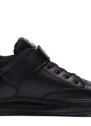 Чоловічі зимові шкіряні черевики fila black5 фото