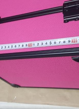 Професійний алюмінієвий кейс для косметики "exclusive series", рожевий з чорним6 фото