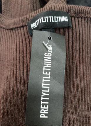Коричневое кэжуал платье футляр prettylittlething однотонное 8