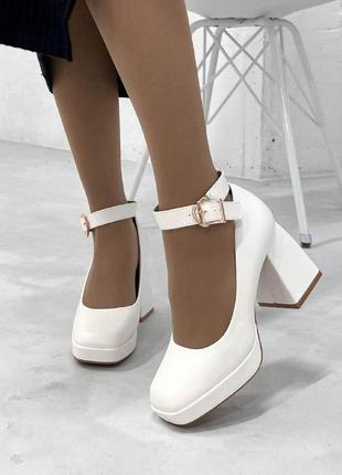 Sale! женские белые туфли на платформе танкетке эко-кожа весна осень3 фото