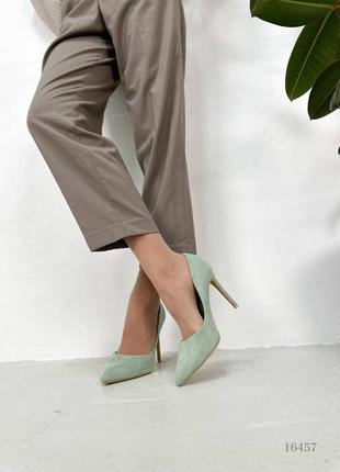 Жіночі туфлі м'ятні, екозамша2 фото