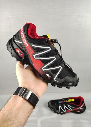 Salomon speedcross grid black&amp;red7 фото