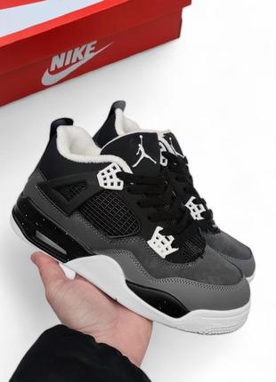 Жіночі зимові кросівки nike jordan 4 сірі❄️