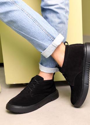 Ботинки мужские замшевые черные4 фото