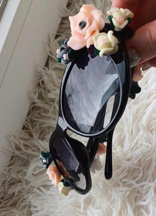 Стильні окуляри під d&g декоровані квітами2 фото