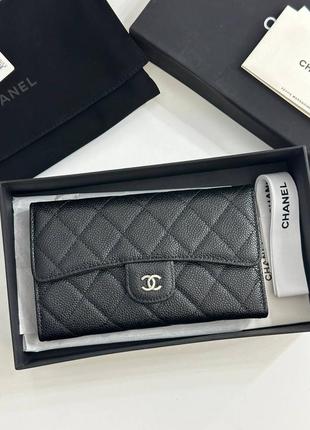 Кошелек в стиле chanel черная кожа стеганый