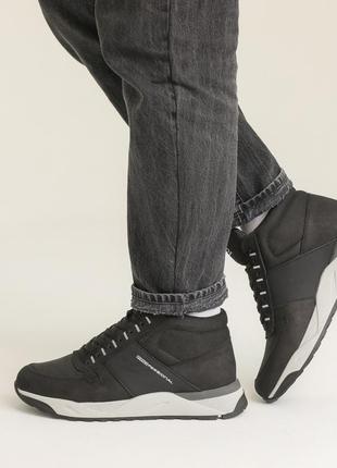 Ботинки мужские кожаные мех черные9 фото